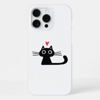 Coque iPhone 16 Pro Max Cute Black Cat with Heart  Kitten Valentine Classi