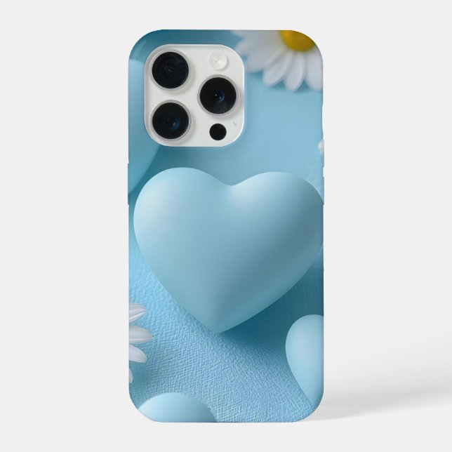 Coque iPhone Cute Blue Heart Floral Phone Sticker (Verso)