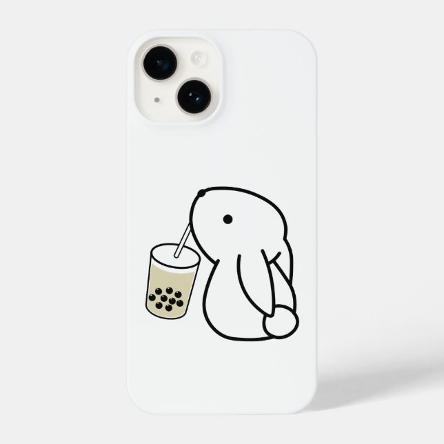 Coque iPhone Cute Bunny Boire Boba Milktea (Verso)