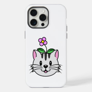 Cute chat caricature avec une fleur sur la tête