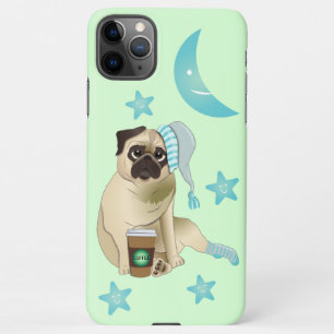 Coque iPhone 11Pro Max Cute Chien Chiot Carlin C'est l'heure du café