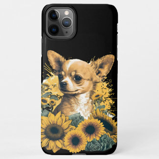 Coque iPhone 11Pro Max Cute Chihuahua Tournesol Lover Dessin