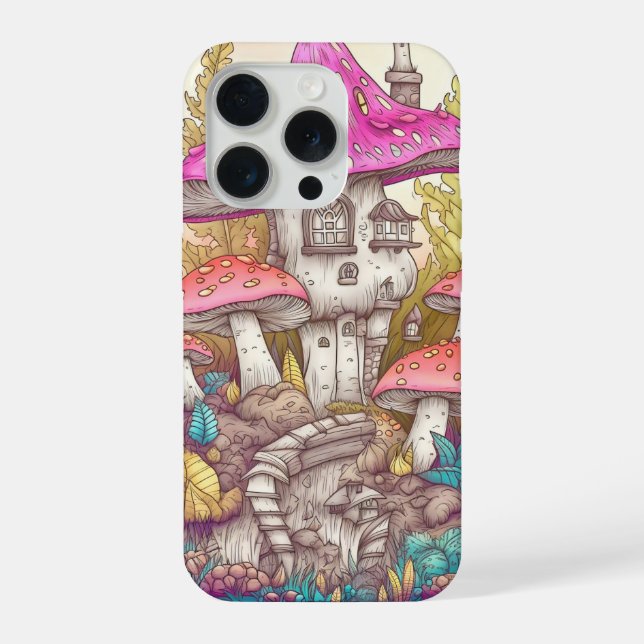 Coque iPhone Cute Coloré Mushroom House Art (Verso)