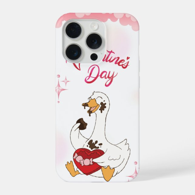 Coque iPhone Cute Goose Valentine Chocolate Love Illustration (Verso)