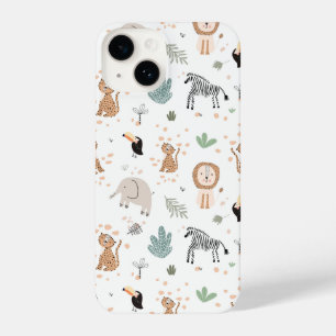 Coque Pour iPhone 14 Cute Jungle Rainforest Animaux Motif