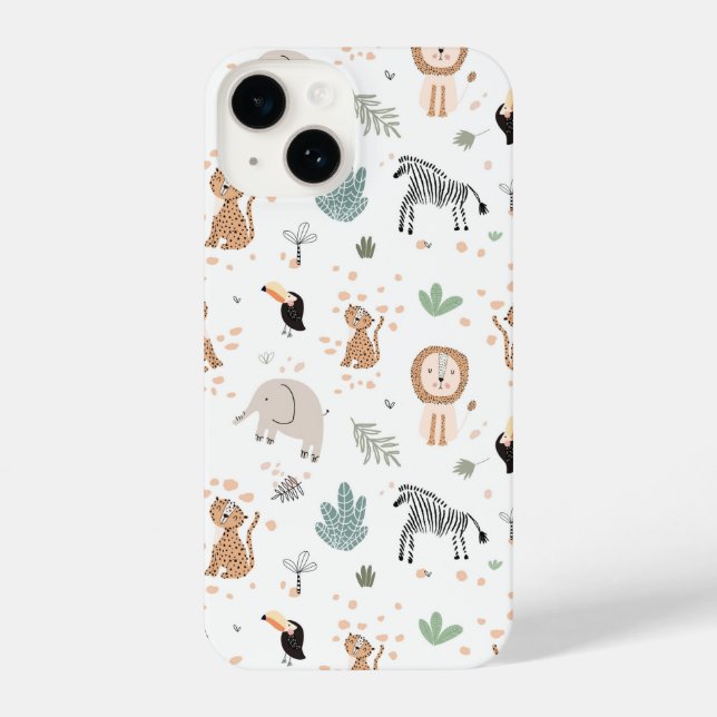 Coque iPhone Cute Jungle Rainforest Animaux Motif (Verso)