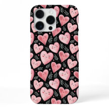 Cute kawaii coeur motif rose et noir