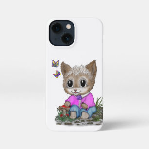 Etui iPhone 13 Mini Cute Kitty Chat et Papillon