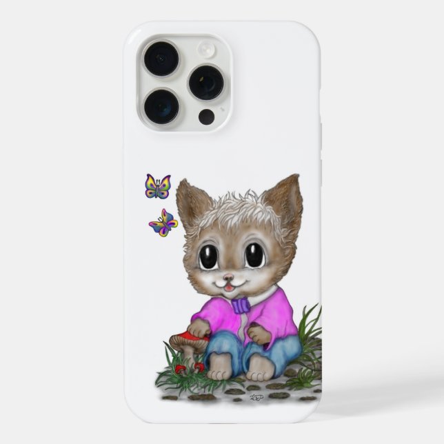Coque iPhone Cute Kitty Chat et Papillon (Verso)