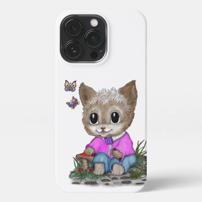 Coque iPhone Cute Kitty Chat et Papillon (Verso)