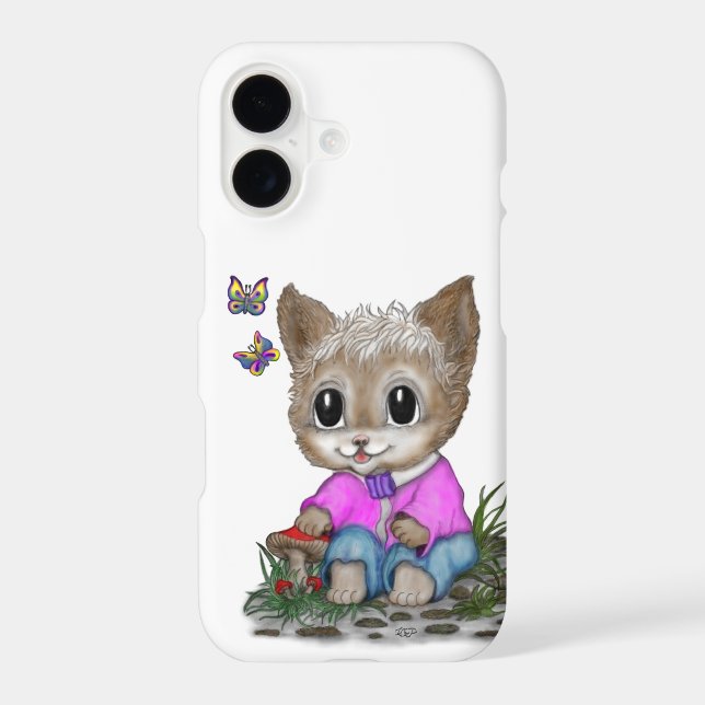Coque iPhone Cute Kitty Chat et Papillon (Verso)