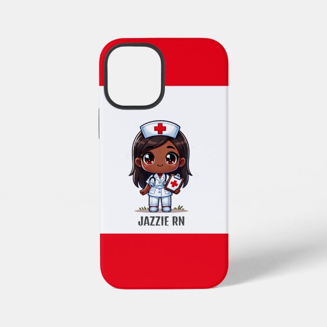 Coque iPhone Cute Manga Black Nurse Brown cheveux Yeux personna (Verso)