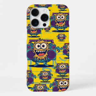 Coque iPhone 16 Pro Max Cute Monster Boombox Amoureux de Musique 80s