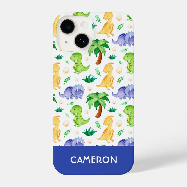 Coque iPhone Cute Neon Aquarelle Dinosaur Motif (Verso)