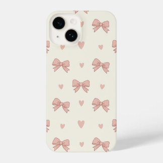 Coque Pour iPhone 14 Cute Pink Bow & Heart Coquette AestheticPhone Case
