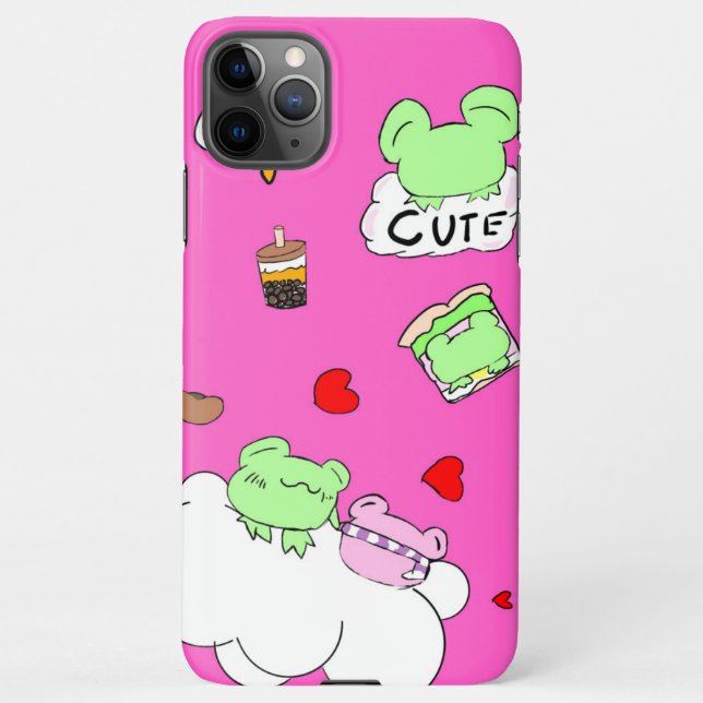 Coque iPhone Cute, pink, food, cloud, frog phone case (Dos)