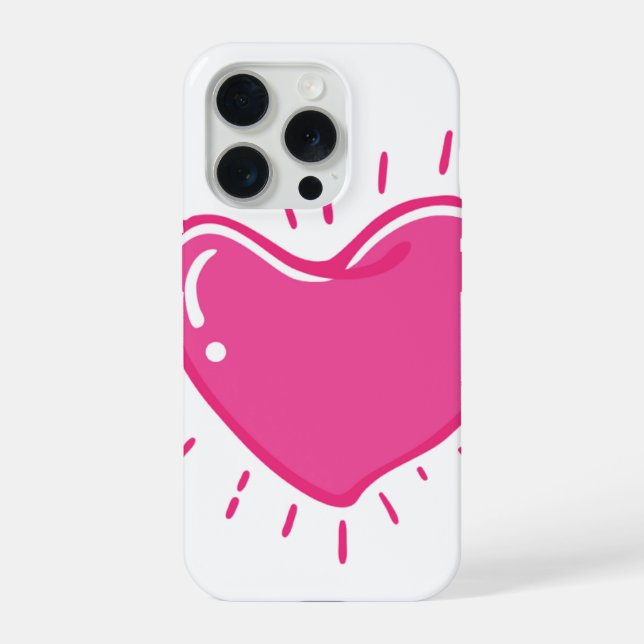 Coque iPhone Cute Pink Heart Aesthetic Phone Case (Verso)