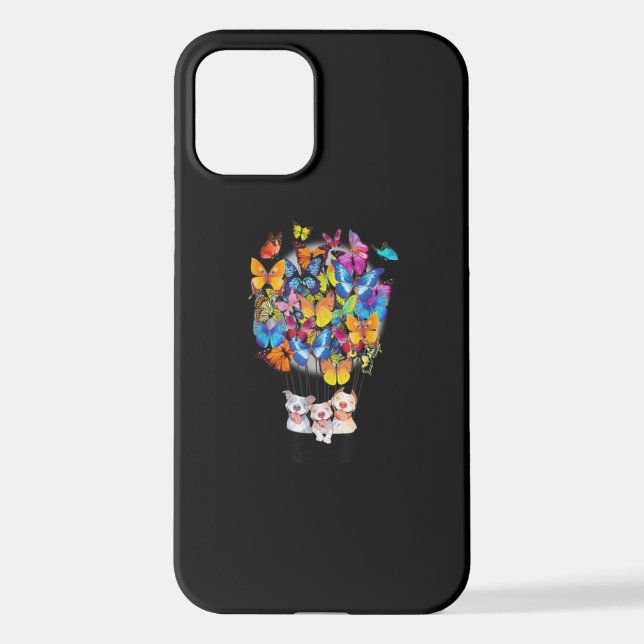 Coque iPhone Cute Pitbull Dog Butterfly Hot Air Balloon (Verso)