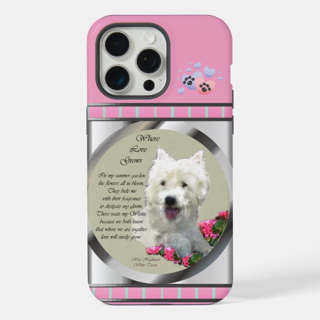 Coque iPhone Cute rose moderne Westin Chien Art (Verso)