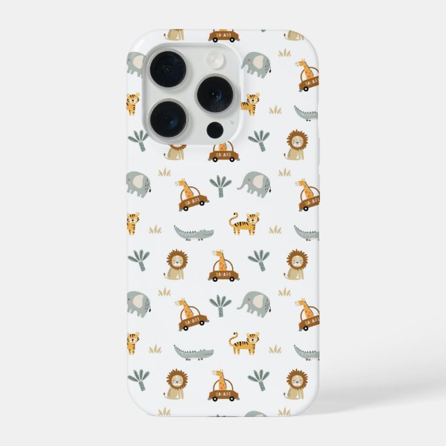 Coque iPhone Cute Safari Animals Jungle Pattern Phone Case (Verso)