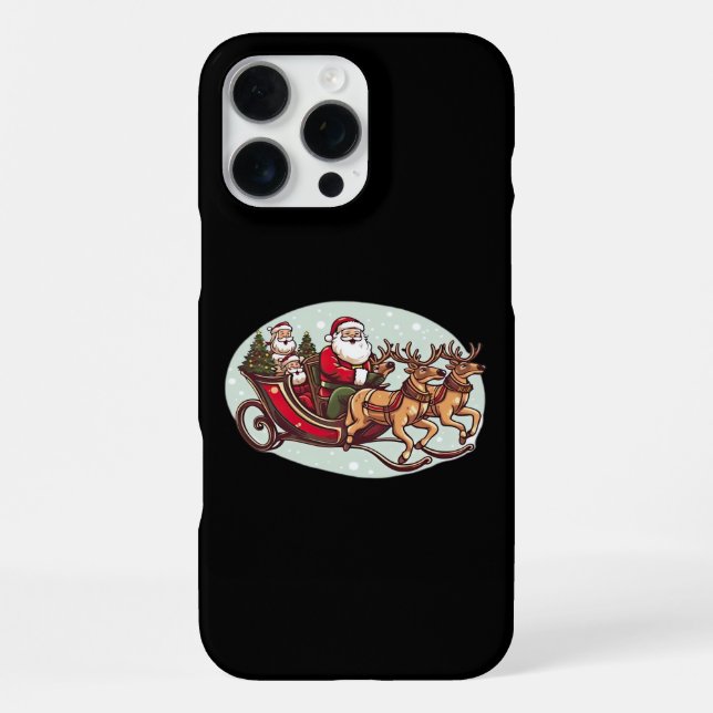 Coque iPhone Cute Santa Traveling with Train pulled by the rein (Verso)