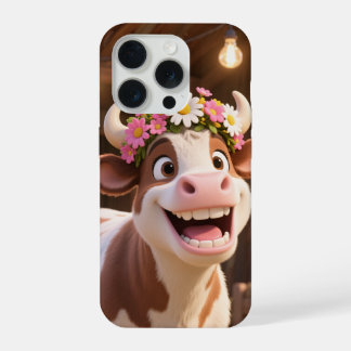 Cute Smiling Cow with Flower Crown Aesthetic