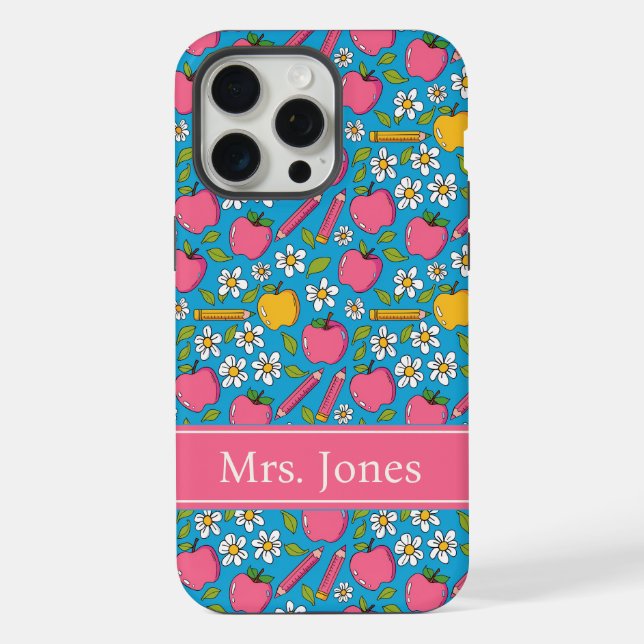 Coque iPhone Cute Teacher Phone Case | Personalized Name (Verso)