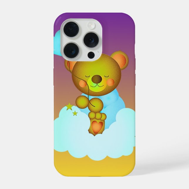 Coque iPhone Cute Teddy Bear Holding Balloon Phone Case (Verso)