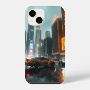 Coque Pour iPhone 14 Cyberpunk Skyscrapper City Cars