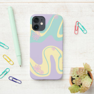 Coque iPhone 12 Mini Daisy Groove Pastel Rose, Jaune, Violet & Vert