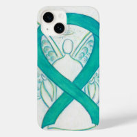 coque iphone d'angle de ruban turquoise pour la se