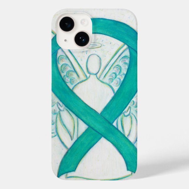 coque iphone d'angle de ruban turquoise pour la se (Verso)