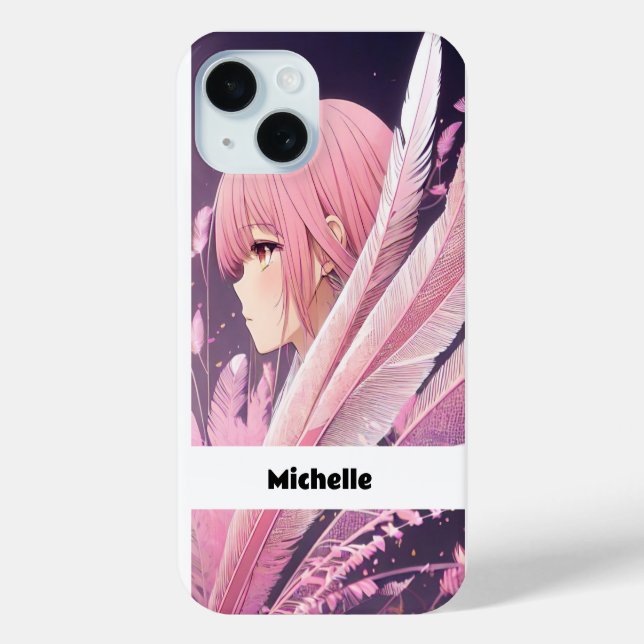 Coque iphone d'Anime rose mignon personnalisé (Verso)