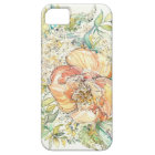Coque iphone d'aquarelle de pivoine de pêche