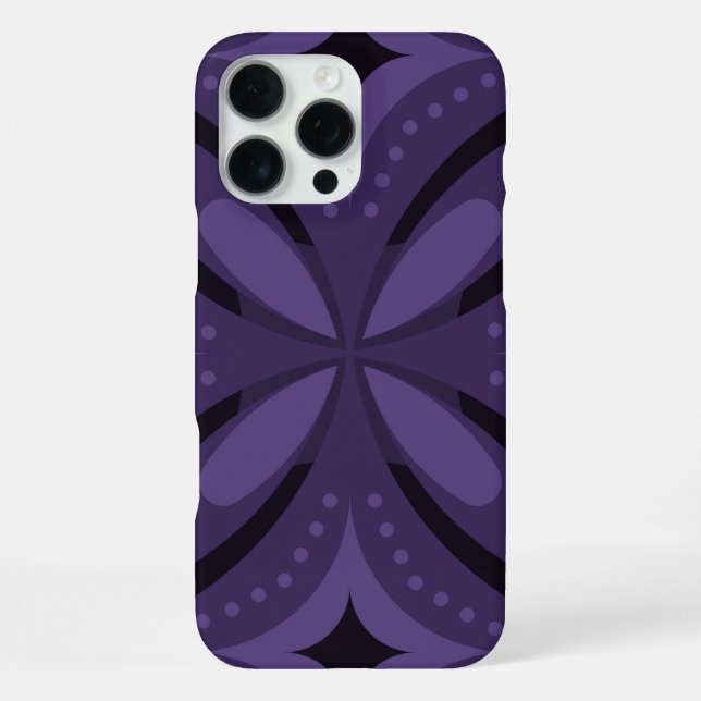 Coque iPhone Dark Purple Colored Retro Pattern (Verso)