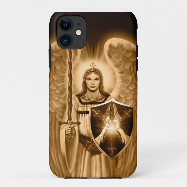 Coque iphone d'Arkhangel Michael - ton de sépia (Dos)
