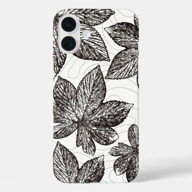 Coque iphone d'art de la ligne feuille dessinée à  (Verso)