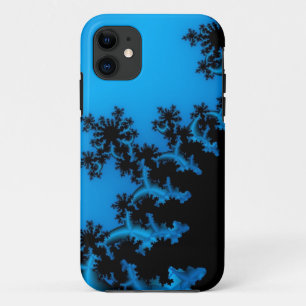 Coque iphone d'art fractal noir et bleu