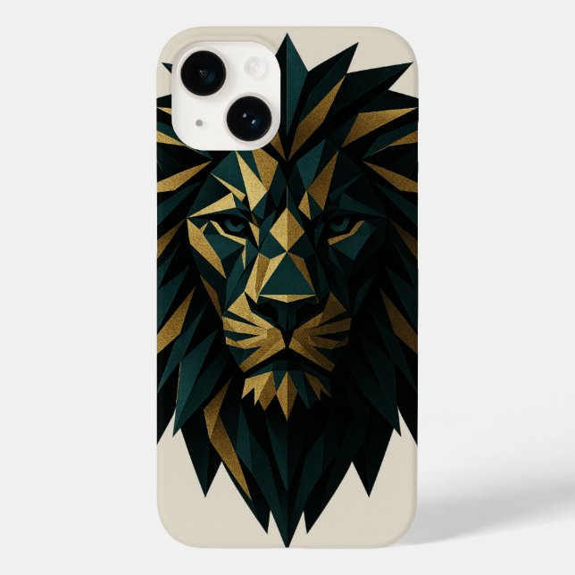 Coque iphone d'art Lion géométrique - Couverture A (Verso)