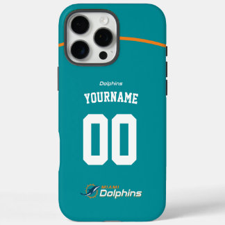 Coque iPhone 16 Pro Max Dauphins Personnalisés Jersey Football Américain
