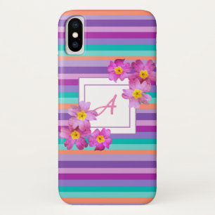 Coque iphone de bandes de monogramme