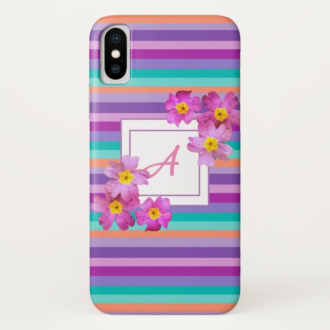 Coque iphone de bandes de monogramme (Dos)