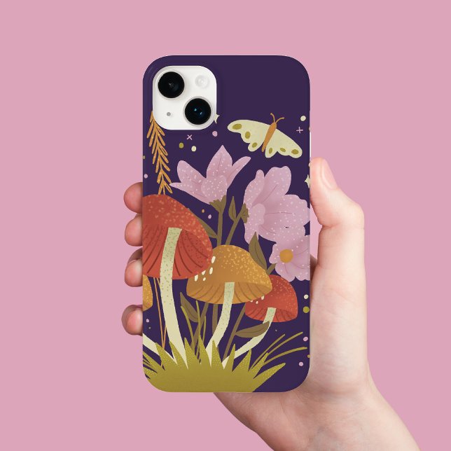 Coque iphone de champignons de forêt violette (Créateur téléchargé)
