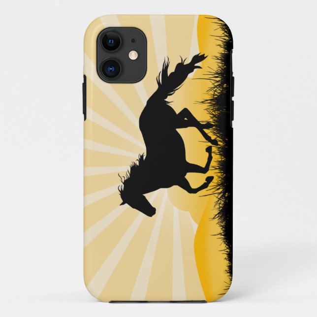 Coque iphone de cheval de coucher du soleil (Dos)