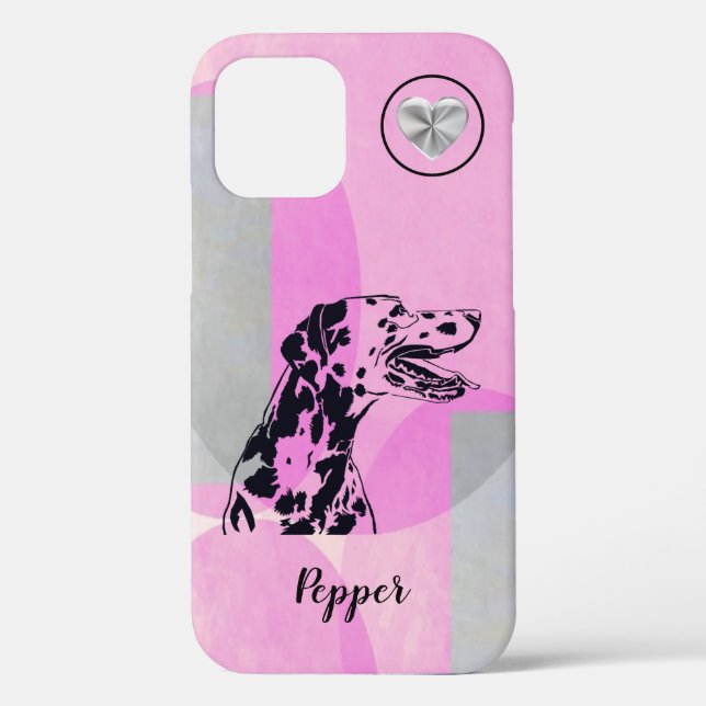 Coque iphone de chien Dalmatien rose Abstrait (Verso)