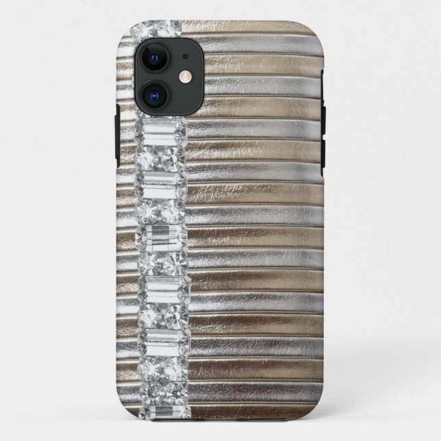 COQUE IPHONE de cuir de faux de fausses pierres (Dos)