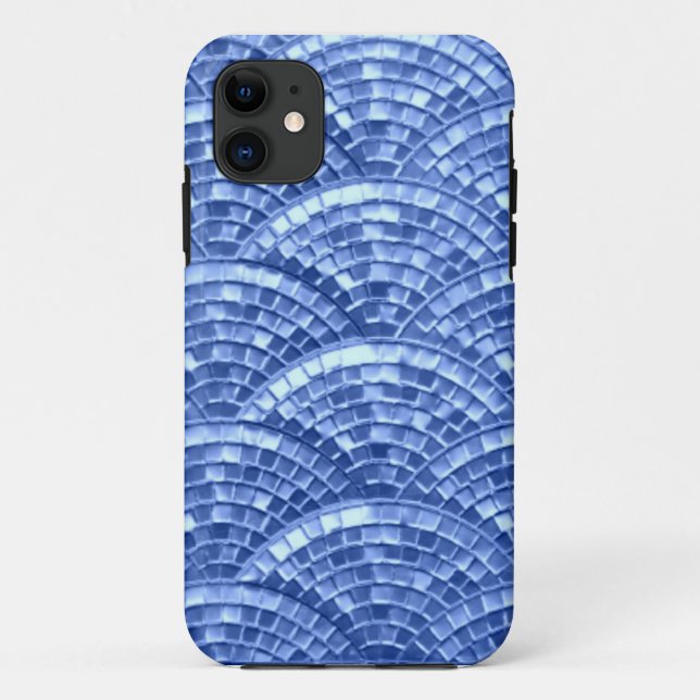 Coque iphone de design en mosaïque bleue (Dos)