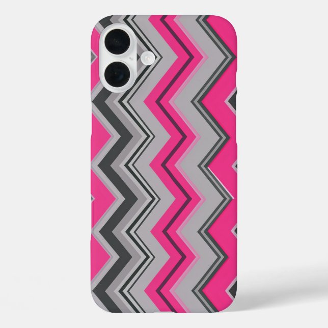 Coque iphone de design rose et gris Chevron (Verso)