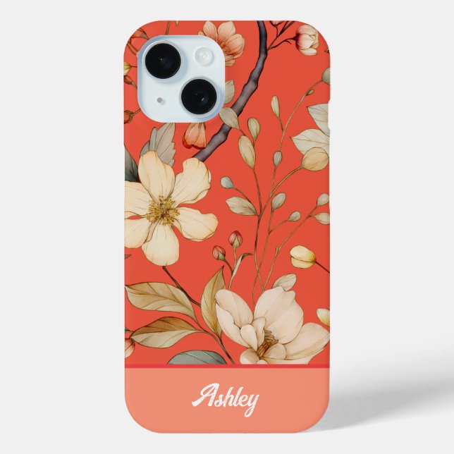 Coque iphone de fleur sauvage rouge Mango Spring (Verso)