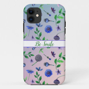 coque iphone de fleurs bleu marine motif